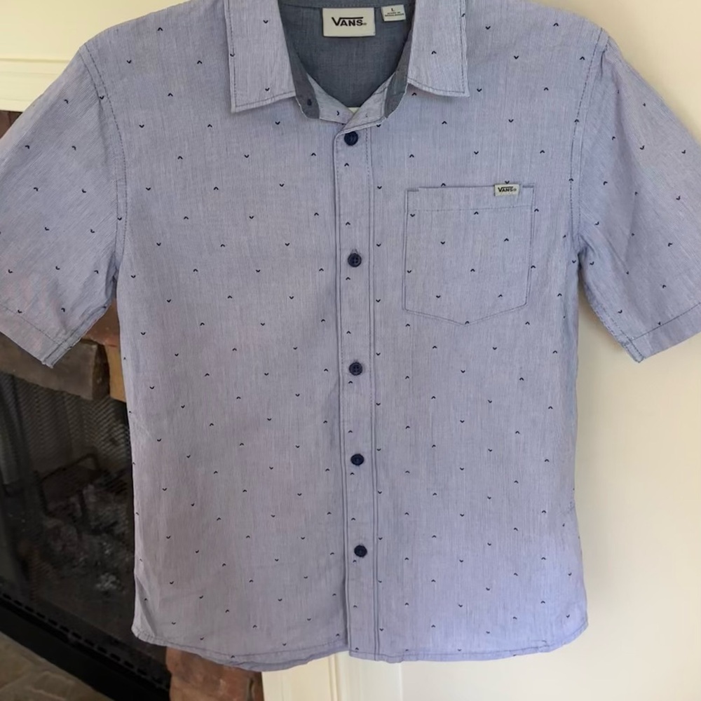 Vans Blue Button Down Short Sleeve Shirt